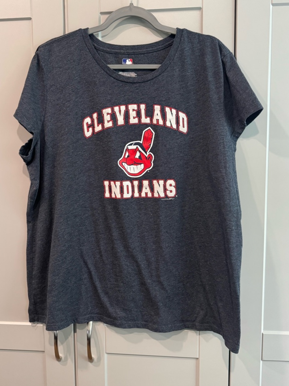 Genuine Merchandise Navy Tee with Red White Cleveland Indians Logo